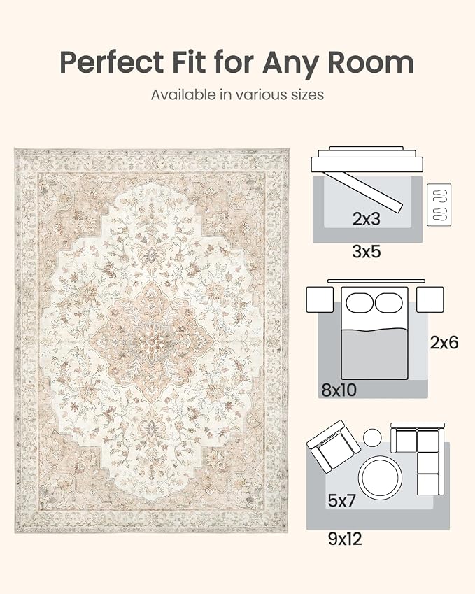 AMADA HOMEFURNISHING 8x10 Washable Area Rug, Low-Profile Large Area Rug - Image 2