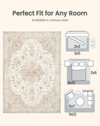 AMADA HOMEFURNISHING 8x10 Washable Area Rug, Low-Profile Large Area Rug - Image 2