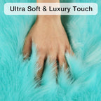duduta Turquoise Blue Sheepskin Throw Rug 2x3 ft, Fluffy Shag Faux Fur Chair - Image 5