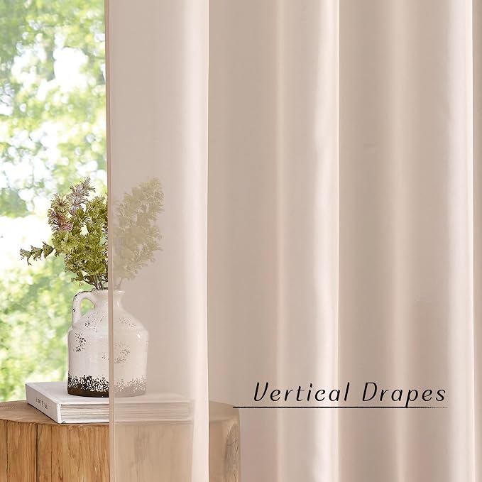 NICETOWN Taupe Voile Sheer Curtains 108 inches Long - Image 4