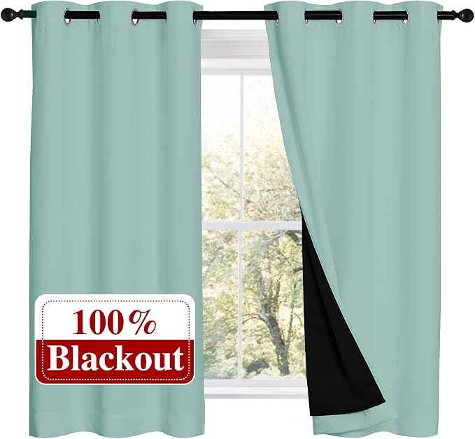 NICETOWN 100% Blackout Curtains 54 inches Long, Double-Deck Completely Blackout by NICETOWN