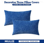 MIULEE Pack of 2 Couch Throw Pillow Covers 12x20 Inch Soft Royal Blue Chenille - Image 6