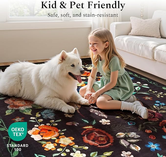Rugflix 5x7 Washable Area Rug for Living Room, Soft Non Slip Low Pile Carpet - Image 5
