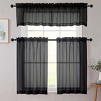 Kitchen Curtains 24 Inch Length Tier 2 Pieces, Cafe Bathroom Basement Rod - Image 8