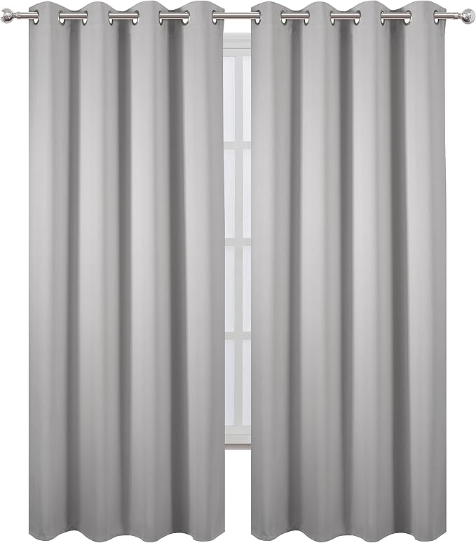 LEMOMO Blackout Curtains 52 x 108 inch/Light Grey Curtains Set of 2 - Image 2