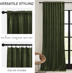 RYB HOME Green Velvet Curtains 84 inch, Solid Room Darkening Window Curtains - Image 3