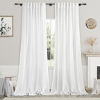 Nanspring Extra Long White Curtain 105 inches Long 2 Panels Set by Nanspring