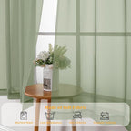 Gwine Sage Green Sheer Kitchen Curtains 36 Inch Length, Light Filtering Voile - Image 7