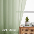 OWENIE Sheer Curtains 63 inch Length 2 Panels Set, Rod Pocket Voile Fimly Sheer - Image 2