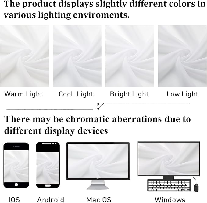 Lecloud White Sheer Curtains 54 Inch Length 2 Panels, Voile Bedroom Curtains - Image 6