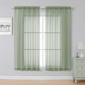 Simplebrand Sage Green Sheer Curtains, 2 Panels Set by Simplebrand