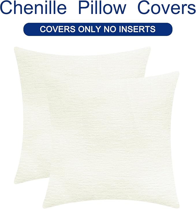 CaliTime Throw Pillow Covers Decorative 22 X 22 Inches Pack of 2 Cozy Chenille - Image 6