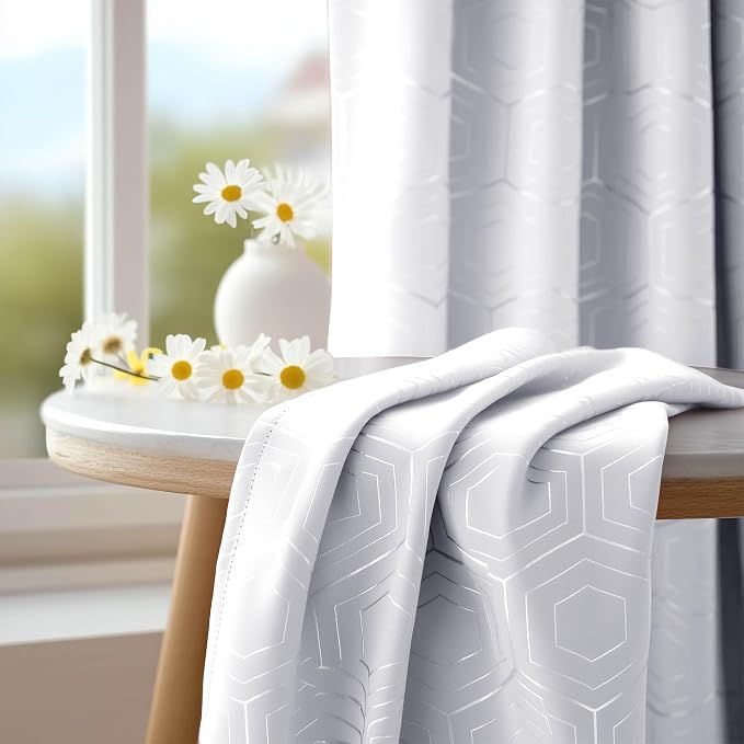 Deconovo White Curtains, Room Darkening Living Room Curtain, Thermal Insulated - Image 2
