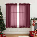 Burgundy Window Sheer Curtains 54 inch Length, Soft Airy Light Filtering Sheer by Home