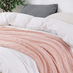 BOURINA Pink Throw Blanket 60x80 Inches Throw Textured Solid Soft Sofa Throw - Image 3