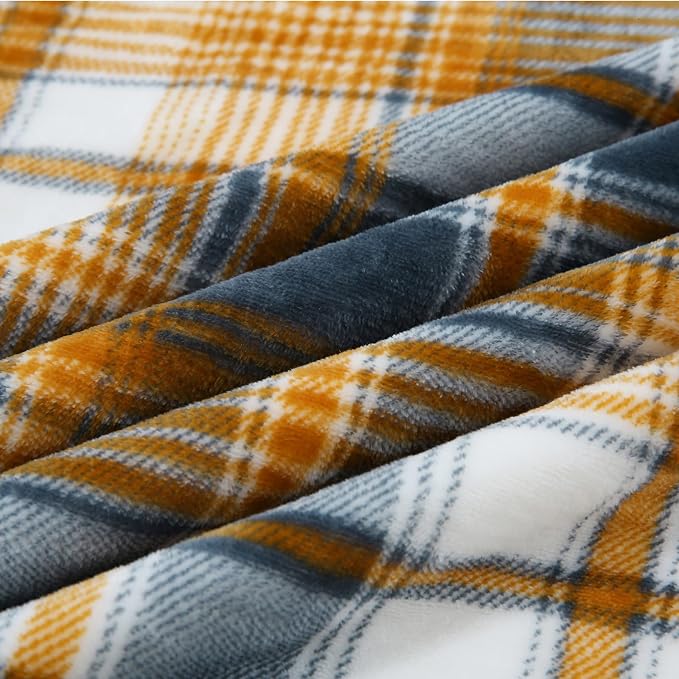 PU MEI Sherpa Blanket Twin Plaid Thick Bed Blanket, 60”*80” Super Soft Flannel - Image 6
