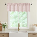 Blush Pink Valances for Windows, Light Filtering Faux Linen Textured Small by WelvetBLK
