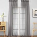 Grey Sheer Curtains for Windows 108 inches Long 2 Panels Set, Soft Airy by Home