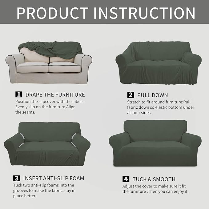 Easy-Going Stretch 4 Seater Sofa Slipcover 1-Piece Sofa Cover Furniture - Image 5