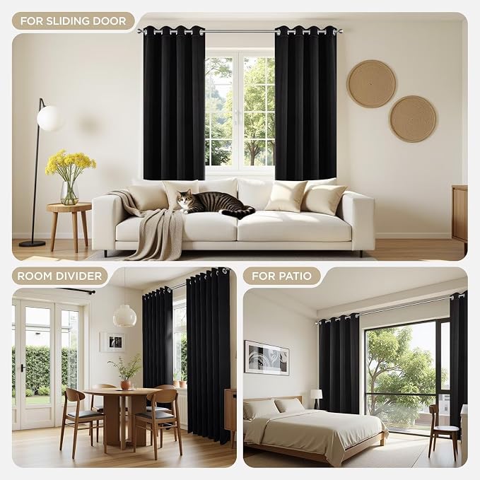 Joydeco Blackout Curtains for Bedroom 95 Inch, Noise Reducing Energy Saving - Image 4