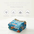 MSGKV Throw Blanket for Bed Cotton Cute Ocean Animals Twin Size Couch Blanket - Image 6