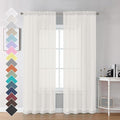 OVZME Ivory Sheer Curtains 84 Inch Length 2 Panels by OVZME