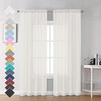 OVZME Ivory Sheer Curtains 84 Inch Length 2 Panels by OVZME