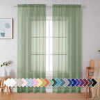 Simplebrand Sage Green Sheer Curtains 90 Inches Long 2 Panels, Light Filtering by Simplebrand