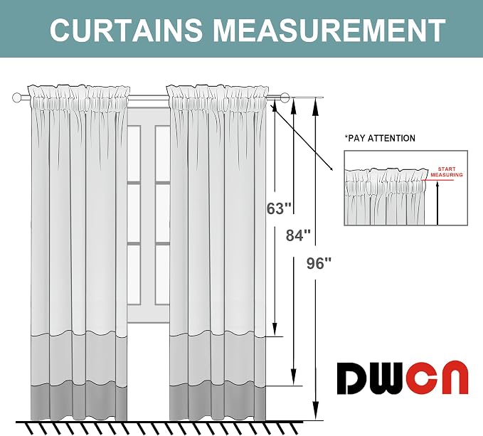 DWCN Sheer Curtains 54 inch Length 2 Panels Set, W52 x L54 - Image 8