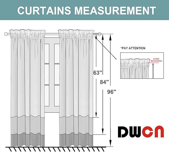 DWCN Beige Sheer Curtains Semi Transparent Voile Rod Pocket Curtains - Image 8