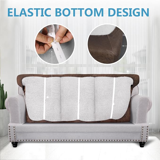 Leather Look Couch Cushion Covers Sofa Seat Slipcovers Sets Couches Furniture - Image 4