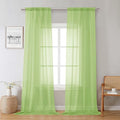 Lecloud Lime Sheer Curtains 96 Inches Long 2 Panels, Dual Rod Pockets Living by Lecloud