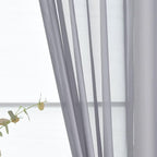 SpaceDresser Basic Rod Pocket Sheer Voile Window Curtain Panels Grey 1 Pair 2 - Image 3