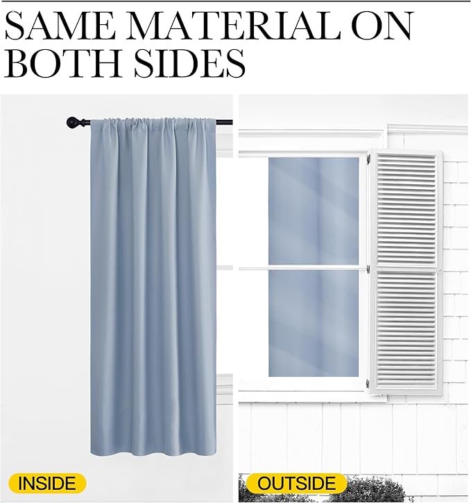 NICETOWN Blackout Curtains for Living Curtains, Vintage Blue, 1 Pair, 34-inch W - Image 6