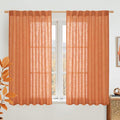 LAMIT Burnt Orange Linen Curtains 54 Inch Length 2 Panels, Light Filtering by LAMIT