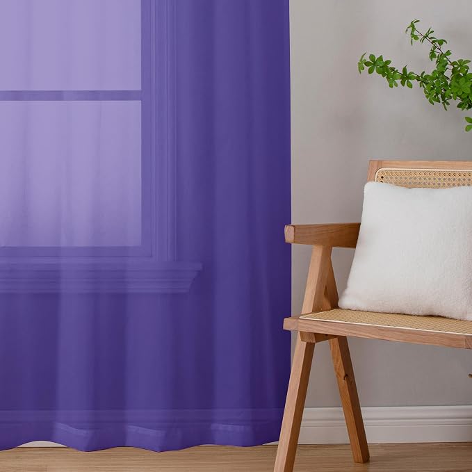 Chyhomenyc Purple Sheer Curtains 72 Inch Length 2 Panels, Light Filtering Soft - Image 9