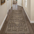 2x6 Washable Runner Rug for Hallway Kitchen Vintage Brown Non Slip Low Pile - Image 5