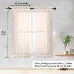 OWENIE Sheer Curtains 54 inches Long 2 Panles - Image 2