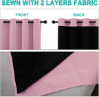 NICETOWN Crystal Pink 100% Blackout Curtains 45 inches Long, Thermal Insulated - Image 5
