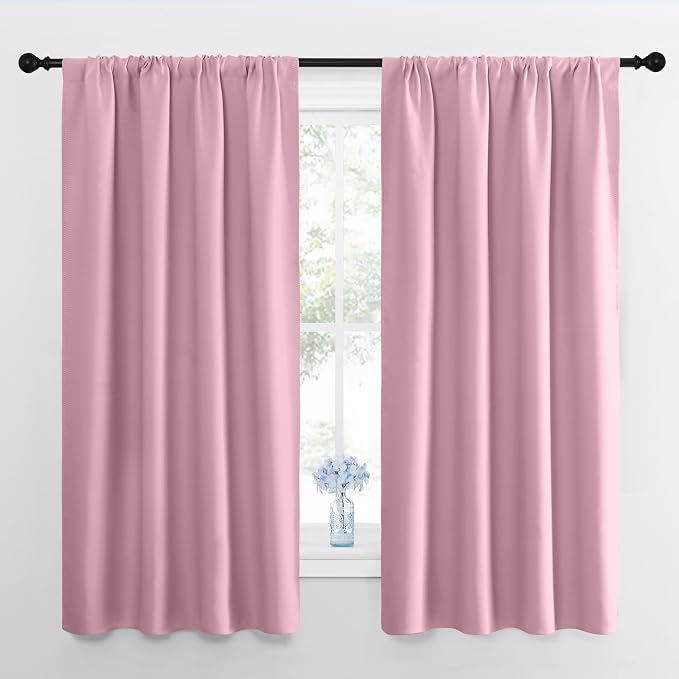 NICETOWN RV Blackout Curtains for Camper Windows, Rouge Pink, Short Blackout by NICETOWN