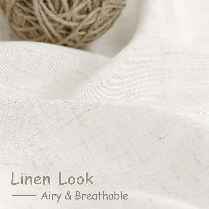 Nanspring Beige White 102 Inch Linen Curtains - Image 4