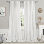 Linen Off White Curtains 120 inch Extra Long by Nanspring