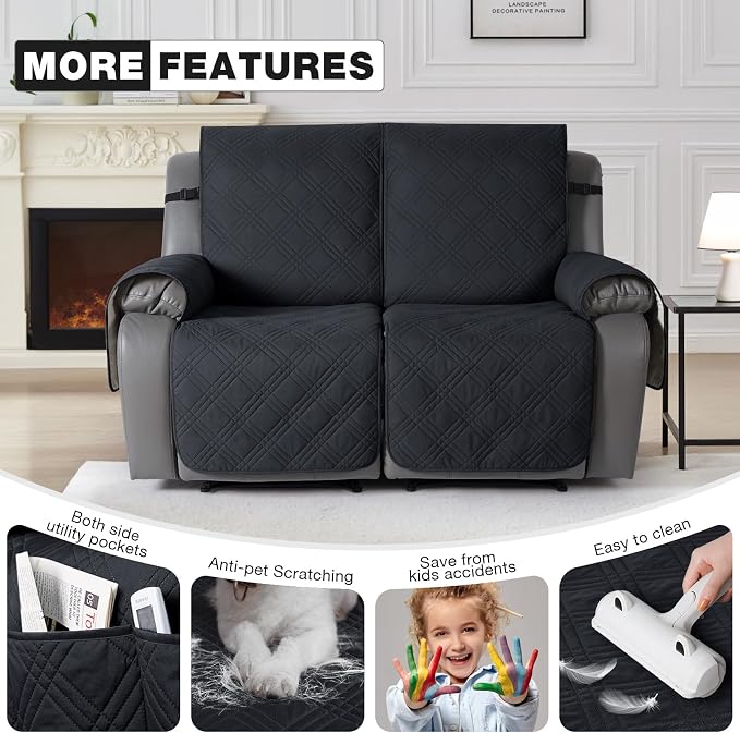TAOCOCO 100% Waterproof Loveseat Recliner Cover, Non Slip Split Loveseat Covers - Image 6