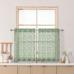 Chyhomenyc Sage Green Sheer Curtains 30 Inch Length, Light Filtering Leaf by Chyhomenyc
