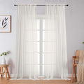 Ivory Sheer Curtains for Bedroom Living Room 96 Inches Long 2 Panels, Modern by WelvetBLK