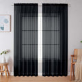 Simplebrand Black Sheer Curtains 84 Inches Long, Light Filtering Rod Pocket by Simplebrand