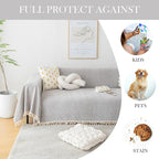 HANDONTIME Grey Sofa Cover for Couch Boho Couch Cover for 3 Seat Couches Dog - Image 4