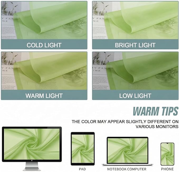 Sheer Curtains 63 Inch Length 2 Panels, Soft Voile Sheer Curtains - Image 5