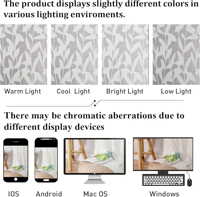 Lecloud Leia Ivory Sheer Curtains 72 Inches Long 2 Panels, Jacquard Texture - Image 7