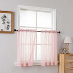 Blush Pink Small Sheer Curtains Tier 24 Inches Length 2 Pieces, Light Filtering - Image 8